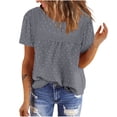 thumbnail image 1 of CHGBMOK Womens T-Shirts Mode Décontractée Manches Courtes Col Rond Plié Blouse Tailles L, 1 of 7