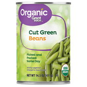 Great Value Organic Cut Green Beans, 14.5 oz Can