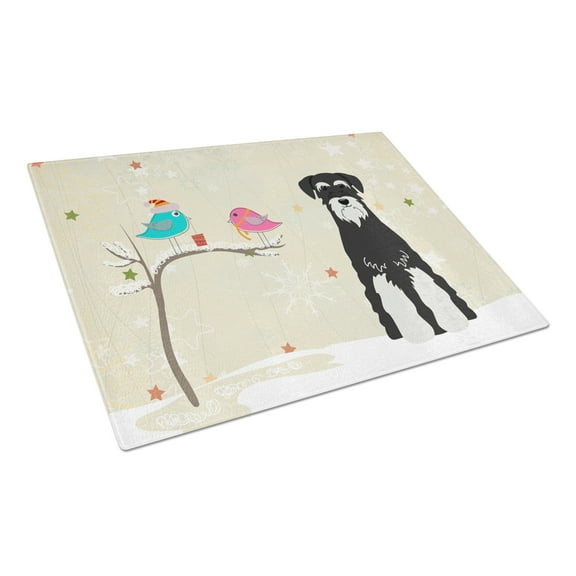 Carolines Treasures BB2505LCB Christmas Presents between Friends Schnauzer - Salt and Pepper Glass Cutting Board Large