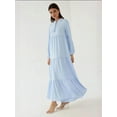 thumbnail image 5 of Textured Crew Neck Maxi Dress with Buttons, 5 of 7