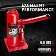thumbnail image 4 of 14.5" 3 Tons (6613.8 lbs) Car Pickup SUV Auto Repair Manual Automotive Hydraulic Welded Bottle Jack Red, 4 of 6