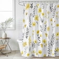 thumbnail image 6 of Polyester Fabric Yellow Spring Floral Shower Curtain, Flowers Botanical Elegant Pastoral Waterproof Bathtub Curtain Bathroom Decor Set with Hooks 66 x 72 Inches, 6 of 6