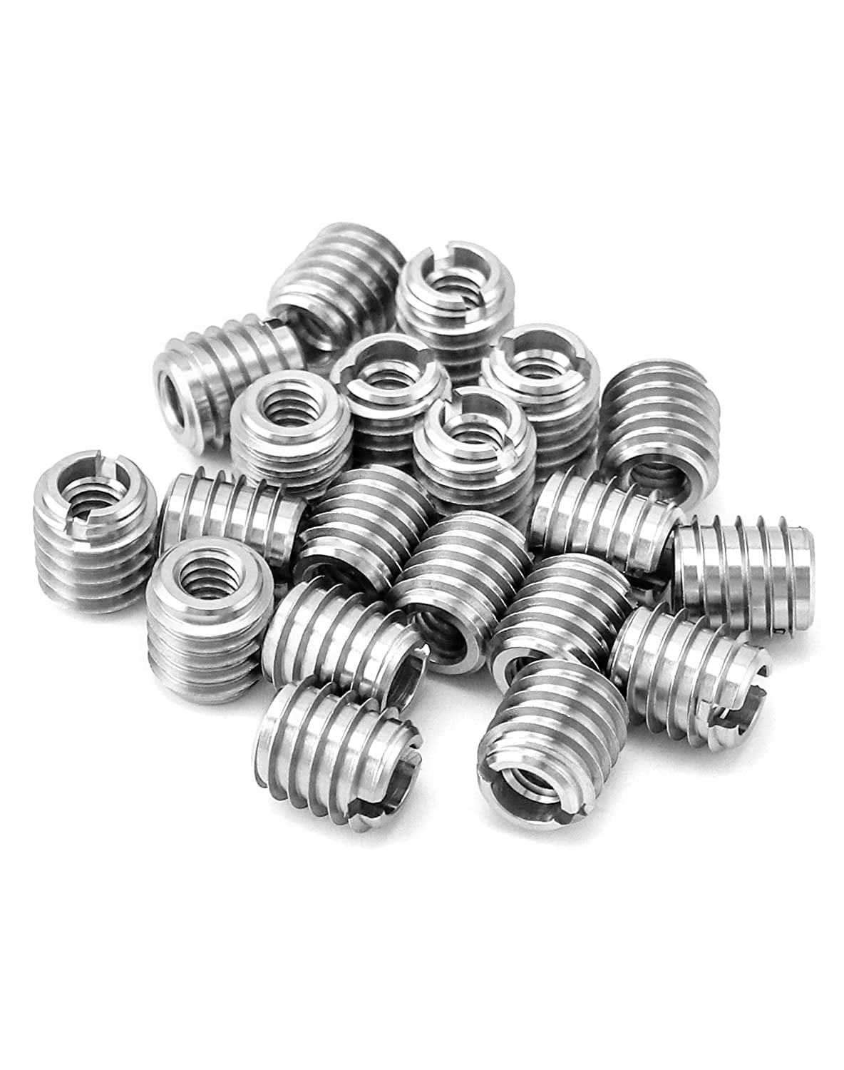 Stainless Steel Threaded Insert for Hard-Wood, 1/4-20 Internal Threads 20 Pack 5/8" Long Nut Inserts for Hardwoods, Softwoods, Plywood and Composites