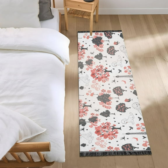 Eiffel Tower and Poodle Dog Runner Area Rug 2x6 Soft Non-Slip Washable Bedside Carpet for Hallway Bedroom Living Room Home Decor