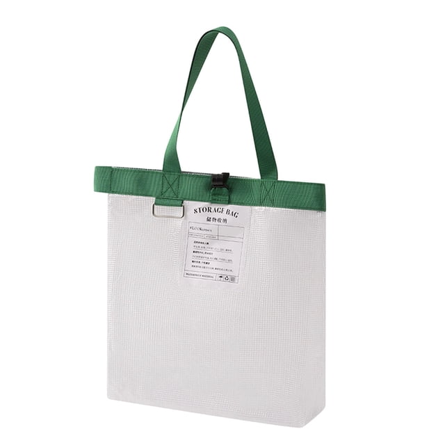 20L Large Transparent Waterproof Tote Bag Clear Mesh Visual Window Handles Full-Length Zipper Fold-Flat Storage Organizer For Dorm Locker Gym Travel Bedding Towels Sports Gear Storage Solution