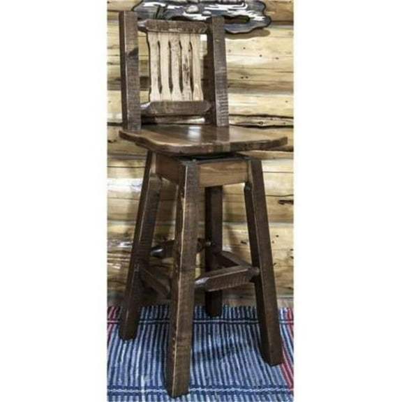 Homestead Collection Counter Height Barstool with Back & Swivel, Stain & Lacquer