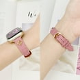 thumbnail image 6 of Weaven Texture PU Leather Watch Strap for Apple Watch Band 38mm 40mm 41mm Women and Girls, Watch Replacement Bands with Plating Flower Design for iWatch Series 9/8/7/6/5/4/SE/3/2/1, Pink, 6 of 10