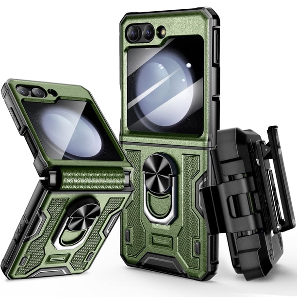 Funda VEGO para Samsung Galaxy Z Flip 5 con protección de bisagra, color verde