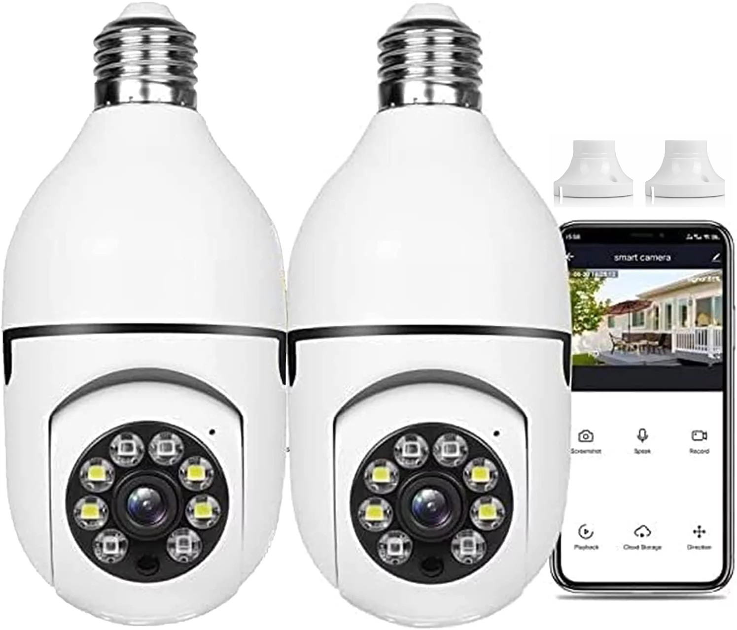 Wireless WiFi Light Bulb Camera Security Camera 1080p - 2.4GHz WiFi Smart 360 Surveillance Camera for Indoor and Outdoor, Light Socket Camera with Real-time Motion Detection and Alerts, Night Vision