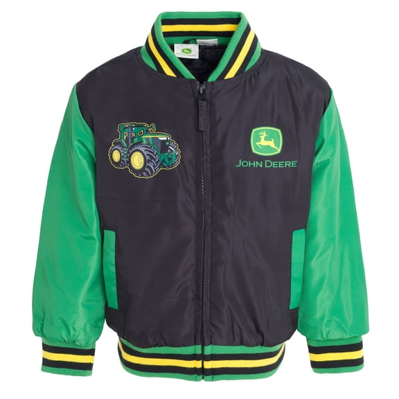 John Deere Tractor Varsity Zip Up Bomber Jacket Toddler to Little Kid
