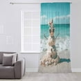 thumbnail image 3 of Coastal Snowman Christmas Semi Sheer Curtains Drapes for Living Room, Bedroom, French Doors Window 63 Inches Long, Xmas Beach Seaside Rod Pocket Chiffon Curtain Drapery Voile Draperies Panel, 3 of 6