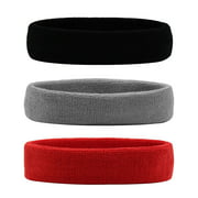 GSKS Sports Sweatbands Head Running Headbands For Women And Men Thick Cotton Athletic Headbands Non Slip Adults For Cycling Yoga Basketball 3PCS