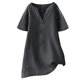 thumbnail image 3 of Pantalones cargo para mujer,Blusa informal de verano para mujer, con cuello en V, manga corta, mezcla de algodón y lino, ideal para el hogar, sopatenor, 3 of 8