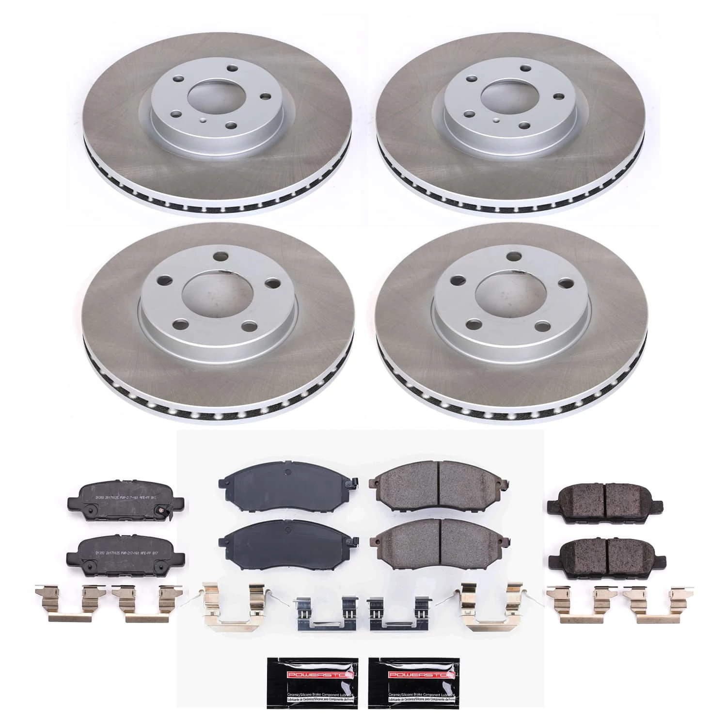 PowerStop Front and Rear Semi-Coated Rotor and Low-Dust Ceramic Brake Pad Kit SC8060