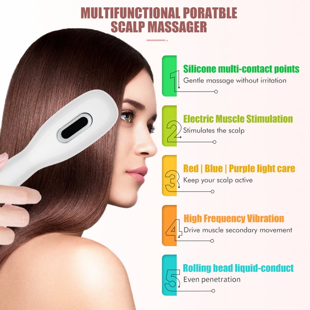 Multi-Function Scalp Care Tool with Red Light & Vibrating Massage, Rechargeable Comb with Liquid Tank for a Relaxing Head Spa Experience, Personal Care Device for Men and Women