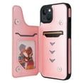 thumbnail image 5 of Allytech iPhone 13 mini Wallet Case with Card Holder, PU Leather Butterfly Embossed Kickstand Magnetic Closure Shockproof Protection Case Cover for Apple iPhone 13 mini 5.4",Rosegold, 5 of 9