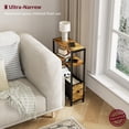 thumbnail image 3 of Skinny Side Table with Storage - Narrow End Table for Small Space Bedroom Living Room Slim Bedside Tables Thin Nightstands Set of 2, Farmhouse Brown (06BN2), 3 of 7