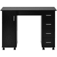 thumbnail image 4 of Sesslife Black Computer Desk, Writing Desk with Lockable Wheels，Modern Wood Study Desk with 4 Drawers for Home Office Workstation, 4 of 9