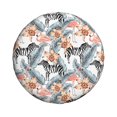 zebra flamingo orchid palm leaves Spare Tire Cover for Trailer Camper