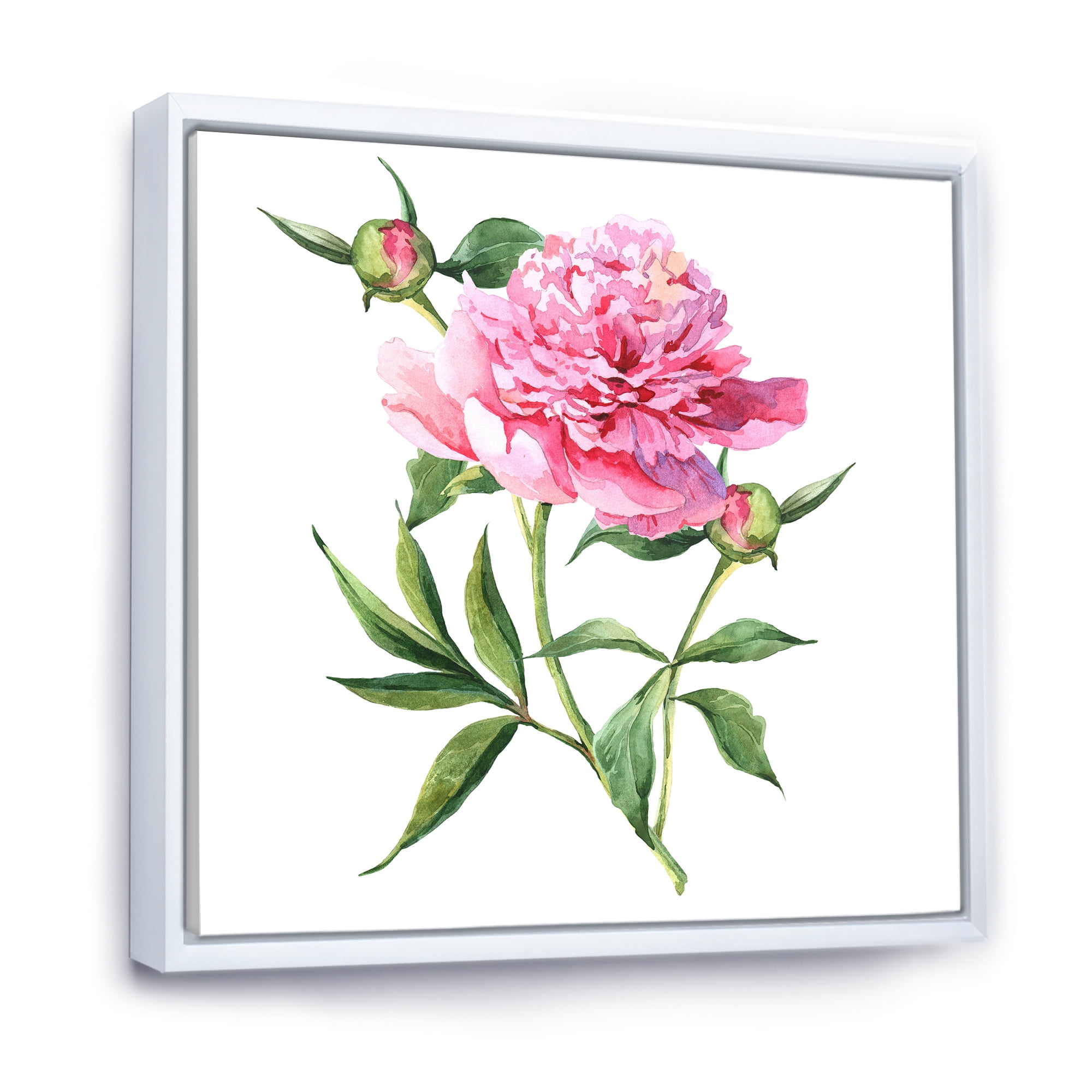 Designart 'Ancient Pink Peonies' Traditional Framed Canvas Wall Art Print