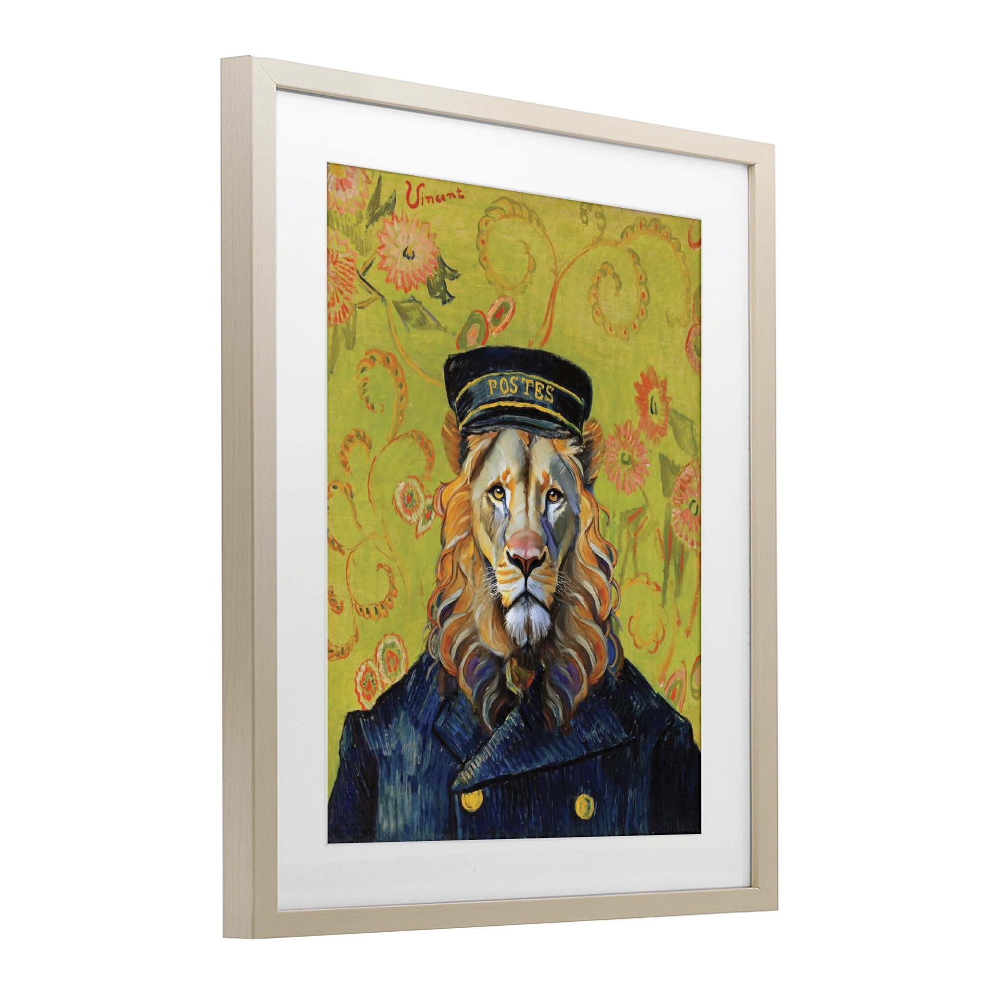 Stupell Industries French Lion Postmaster Birch Framed Print Under Glass, design by Grotto Studios