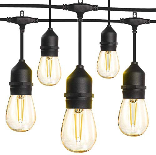 48FT Outdoor String Light Patio Vintage Edison Bulbs Hanging Socket Waterproof 