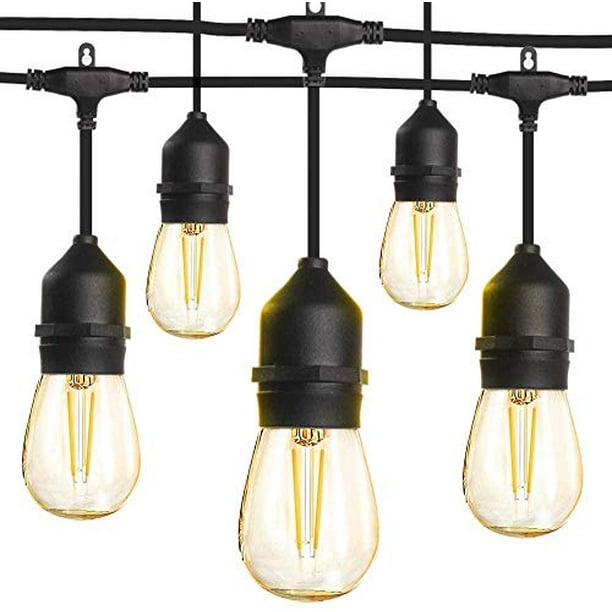 LED Outdoor String Lights 48FT with 2W Dimmable Edison Vintage