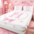 thumbnail image 4 of meiyoeat Chic Pearl Necklace Print King Sheets For Kids,Pink Coquette Bow Initial Letter H Bedding,4 Pieces, 4 of 6