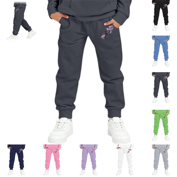 YOUYEDIAN Halloween Boys Sweatpants Fashion Casual Sweatpants with Pockets Funny Halloween Print Pants Kids Athletic Trousers (Gray, 8-9 Years)