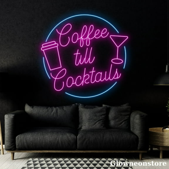 Glowneon Coffee Till Cocktail Neon Sign, Coffee Led Sign, Coffee Shop Decor, Bar Neon Sign