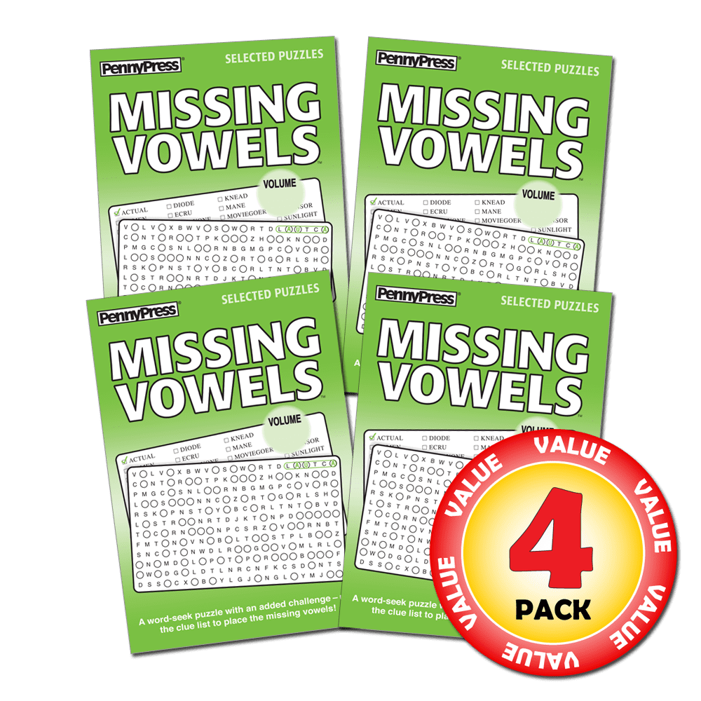 Penny Press Dell Missing Vowels Word Seek Book 4-Pack (Paperback)