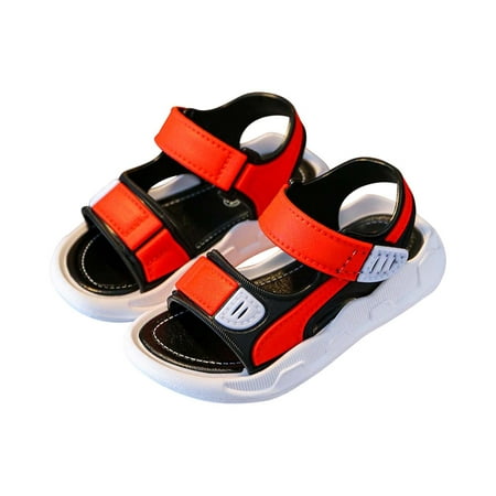 

FRSASU Kids Sandals Clearance Summer Middle and Big Boys Outdoor Non-slip Soft-soled Beach Sandals Red 8-9 Years