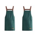thumbnail image 1 of Delantal de cocina ajustable de 2 piezas, impermeable, con 2 bolsillos, para mujer, color liso, 1 of 5