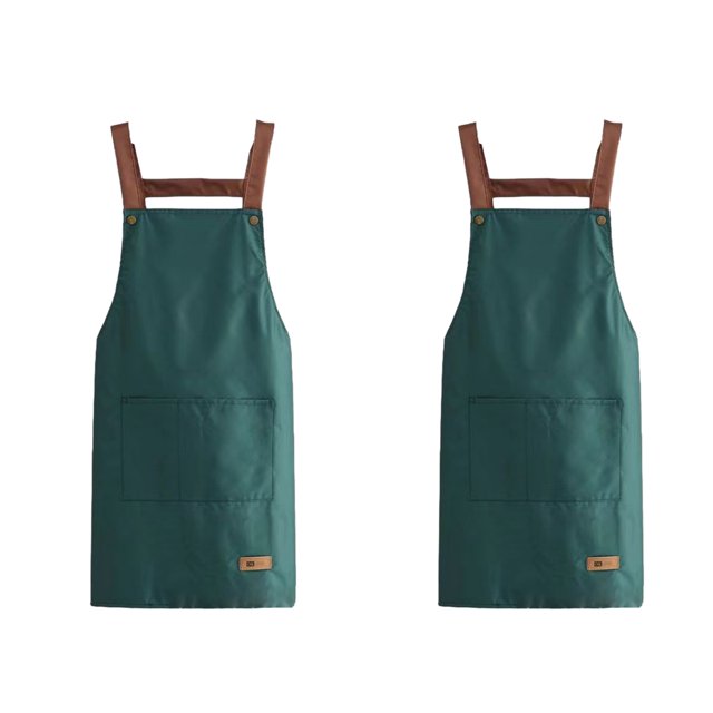 Delantal de cocina ajustable de 2 piezas, impermeable, con 2 bolsillos, para mujer, color liso