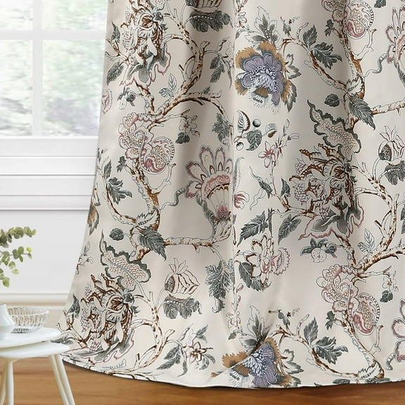 Blackout Curtains 96 Inch Length 2 Panels Set Floral Print Curtain Drapes for Living Room Thermal Insulated Grommet Window Curtains for Bedroom - Traditional Floral in Sage and Brown