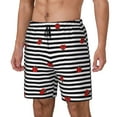 thumbnail image 2 of Fotbe Ladybugs on Black and White Striped Men’s Swim Trunks Quick Dry Swim Shorts Board Shorts with Mesh Lining-X-Large, 2 of 9