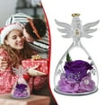 thumbnail image 2 of Christmas Rose Gifts for Women,Fresh Flowers for Delivery,Birthday Gifts for Women Mom,Preserved Flowers in Glass Angel Figurine,Angel Christmas Rose Gift for Grandma,Purple Gift Valentines, 2 of 6