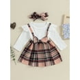 thumbnail image 2 of Franhais Baby Girl Fall Outfits Long Sleeve Bow Front Dress Toddler Suspender Dress with Headband Set, 2 of 9