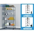 thumbnail image 2 of 5 Tier Shelf Organizer for Kitchen, 1100lbs Capacity Height Adjustable Wire Shelving Unit Rack 30Lx14Wx60H Metal Bathroom Storage Shelves for Bedroom Laundry Room Metal Shelves with Wheels, 2 of 7