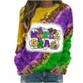 thumbnail image 4 of CEHVOM Chemises Mardi Gras pour Femmes Chandails en Molleton, Chandails en Molleton Mardi Gras Grande Taille, Chandails en Molleton à Manches Longues Col Rond Léopard Graphique Color Block, Chandail Tendance Tops de Carnaval T-Shirt Blouse, 4 of 6