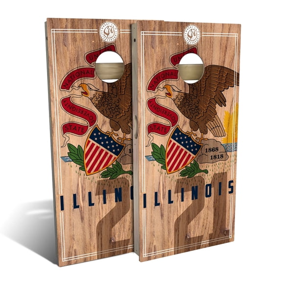 Skip's Garage | Illinois State Flag 2.0 Backyard 2x4 Cornhole Board Set (24" x 48") | NO Accessories