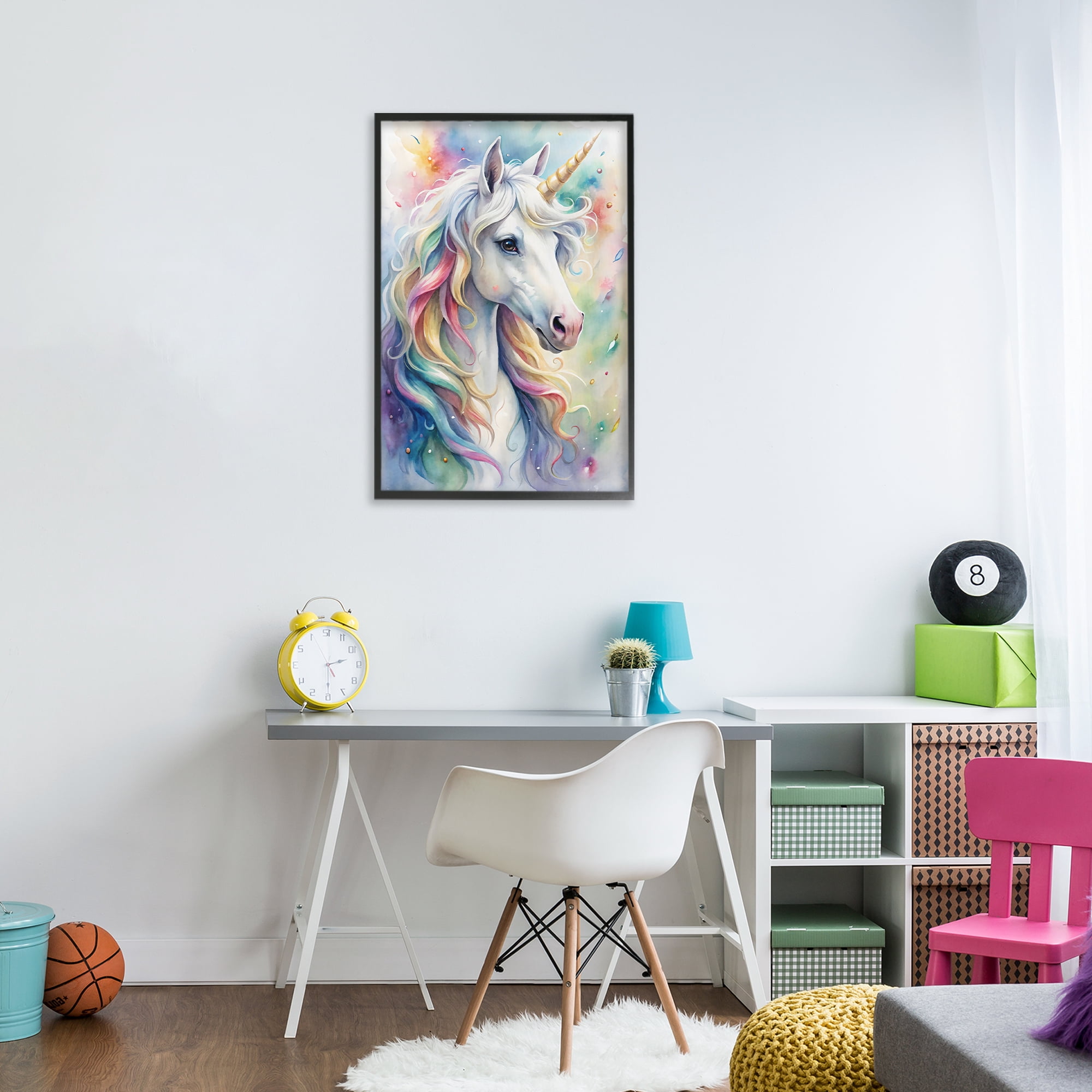 Stupell Industries Pastel Colorful Unicorn Black Framed Giclee Art, design by Creative Studio