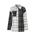 thumbnail image 3 of Sunloudy Camisas de solapa con botones para mujer, blusas casuales de manga larga con estampado de cuadros de colores en contraste Sunloudy S M L XL, 3 of 9