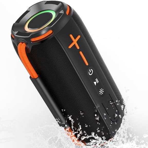 Portable Bluetooth Speaker,Wireless Speaker with Deep Bass Sound,Outdoor Speakers with Bluetooth 5.3,LED Lights,Dual Pairing for Home,Party