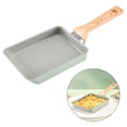 thumbnail image 4 of Japanese Omelette Stick Coating Smokeless Handle Cooking Pan Rectangle Cooktop Green, 4 of 7