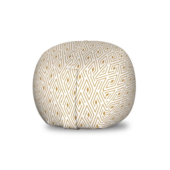 Geometric Storage Toy Bag Chair, Labyrinth Maze Style Abstract Pastel Colored Vortex Rhombus Diamond Shapes, Stuffed Animal Organizer Washable Bag, Small Size, Pale Coffee White, by Ambesonne