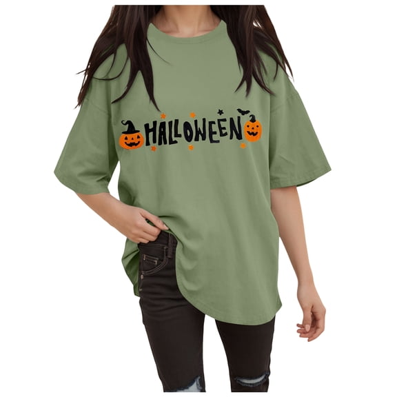 Halloween Tshirts for Women Short Sleeve Crewneck Cute Tops Graphic Tees for S-3XL