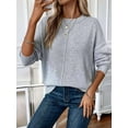 thumbnail image 2 of Womens Sweaters Fall Casual Long Sleeve Light-Weight Oversized Pullover Sweater Tops Light Gray S, 2 of 8