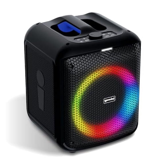 Open Box Gemini GGO Series Portable Bluetooth TWS Karaoke Speaker with Lights, Microphone, and Remote, Black, GGO-650L GGO-650L