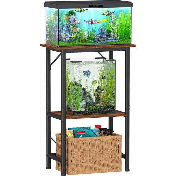 Fish Tank Stand, Aquarium Stand 2-Tier Storage Shelves, Heavy Duty Terrarium Stand for Home Office Fish Tank Shelf